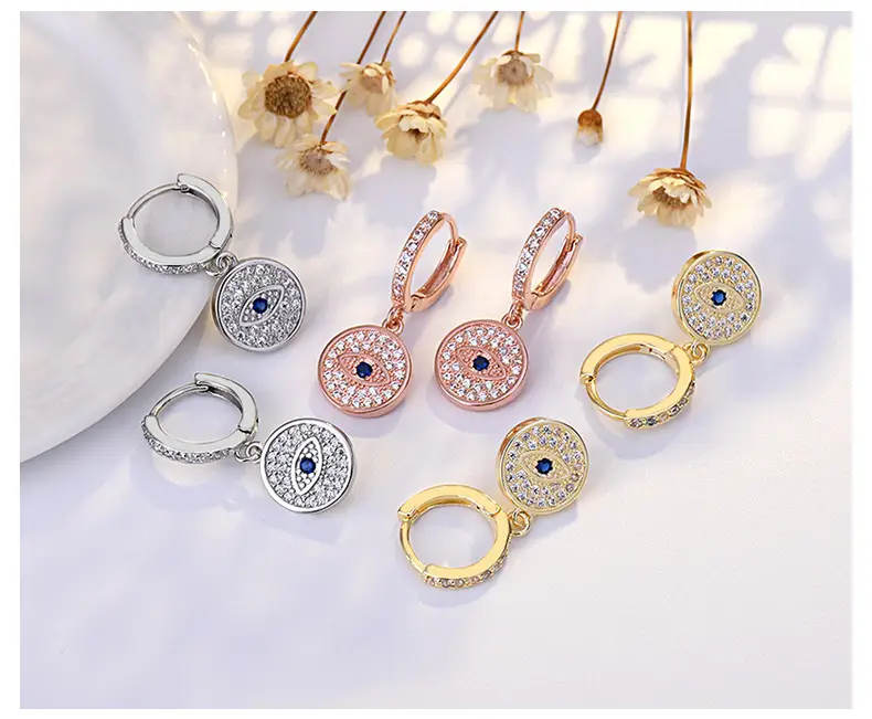Golden Devil's Eye Earrings with Micro-inlaid Zircon — feature 46