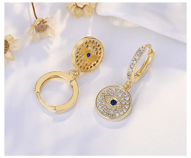 Golden Devil's Eye Earrings with Micro-inlaid Zircon — feature 47