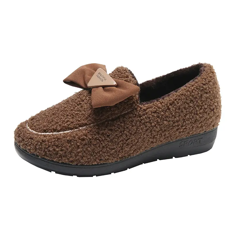 2025 Winter Black Fleece Bow Slippers