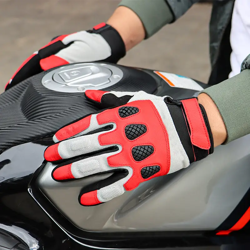 Motorcycle Gloves Red Black White Shock Absorbing Anti Slip - Image 7