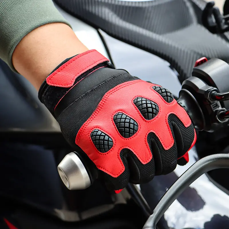 Motorcycle Gloves Red Black White Shock Absorbing Anti Slip - Image 9