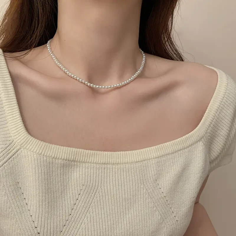 Double Layer Pearl Necklace Women Korean Style - Image 4