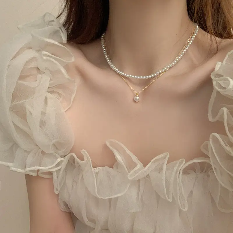 Double Layer Pearl Necklace Women Korean Style — feature 1