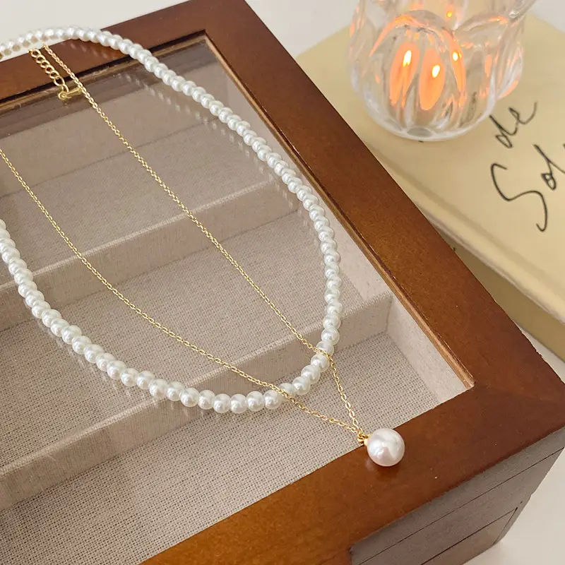 Double Layer Pearl Necklace Women Korean Style — feature 25