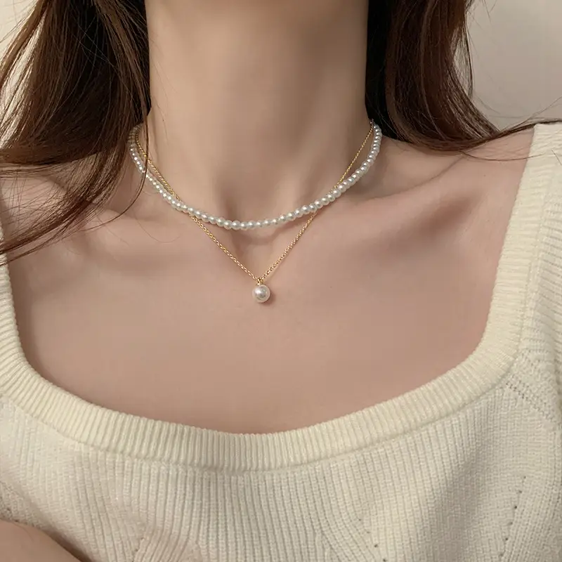 Double Layer Pearl Necklace Women Korean Style — feature 5