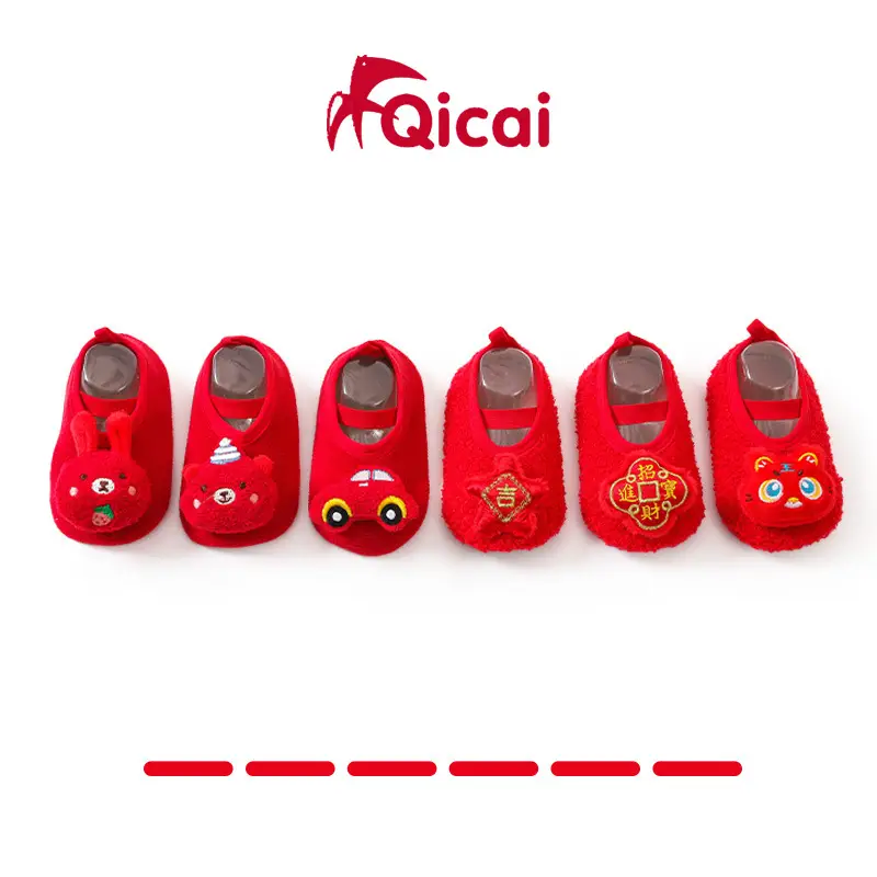 New Year's Red Cartoon Baby Floor Socks - Image 11