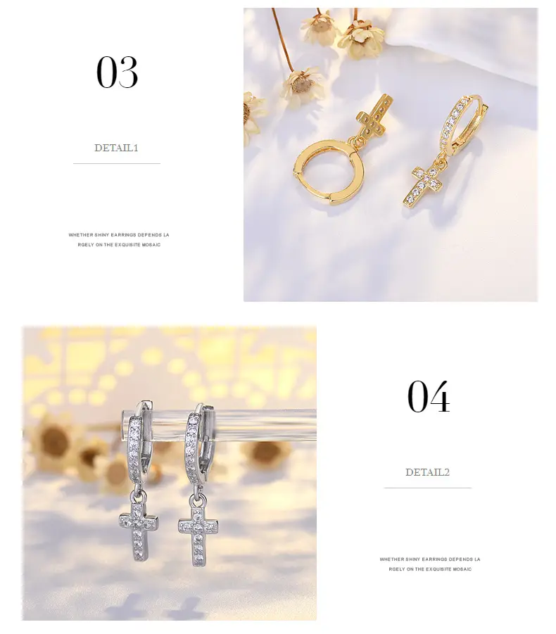 Cross Earrings for Women Full Inlaid Zircon Silver — feature 39