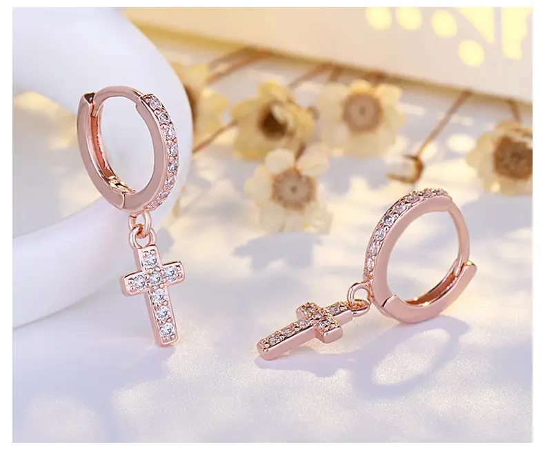 Cross Earrings for Women Full Inlaid Zircon Silver — feature 45