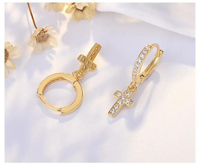 Cross Earrings for Women Full Inlaid Zircon Silver — feature 47