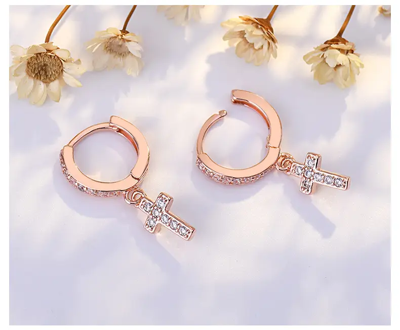 Cross Earrings for Women Full Inlaid Zircon Silver — feature 48
