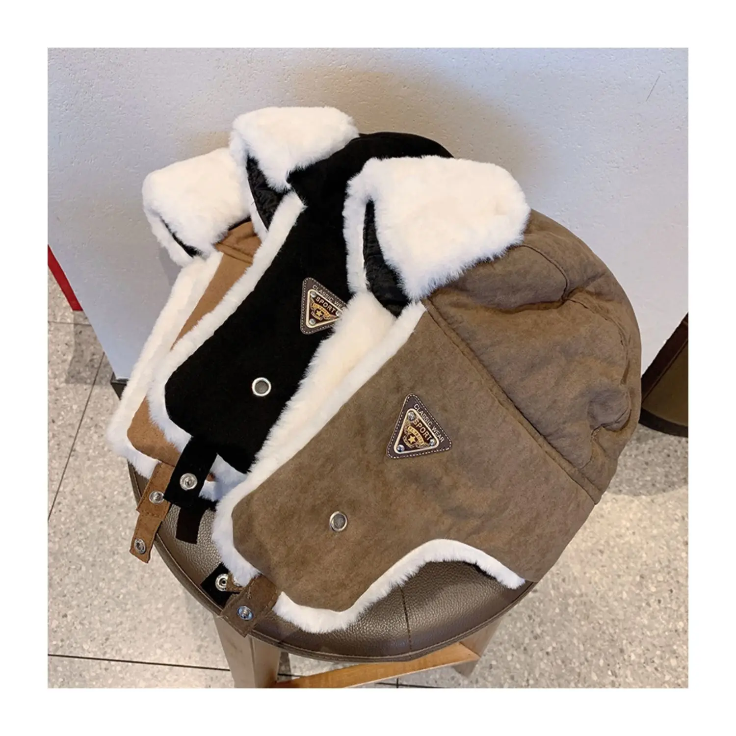 Korean Men's Winter Ear Protection Hat Brown Wool