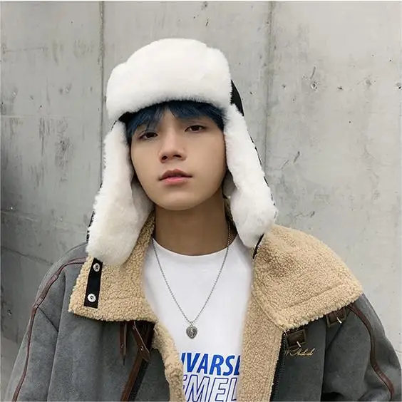 Korean Men's Winter Ear Protection Hat Brown Wool — feature 1