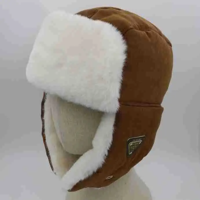Korean Men's Winter Ear Protection Hat Brown Wool — feature 2