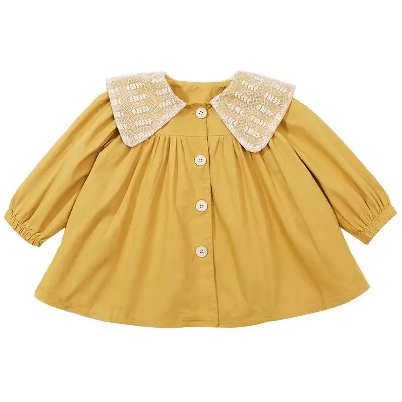 Girls Korean Style Bow Windbreaker Top Mid-Length Yellow - Image 5