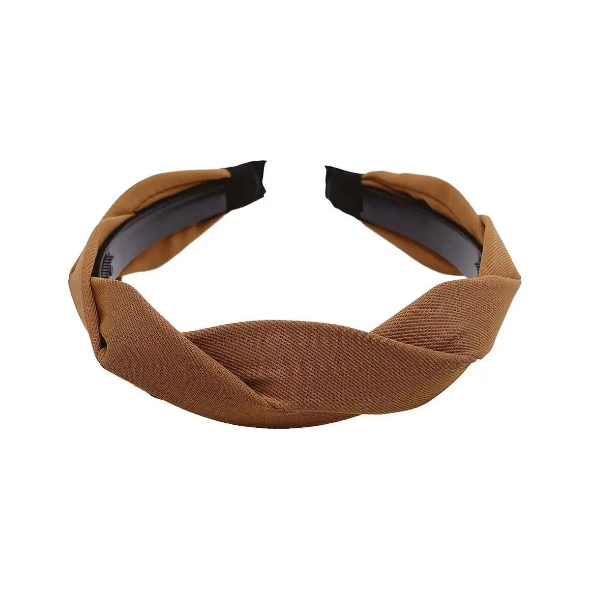 Women French Style Mesh Hairband Brown Wide Edge