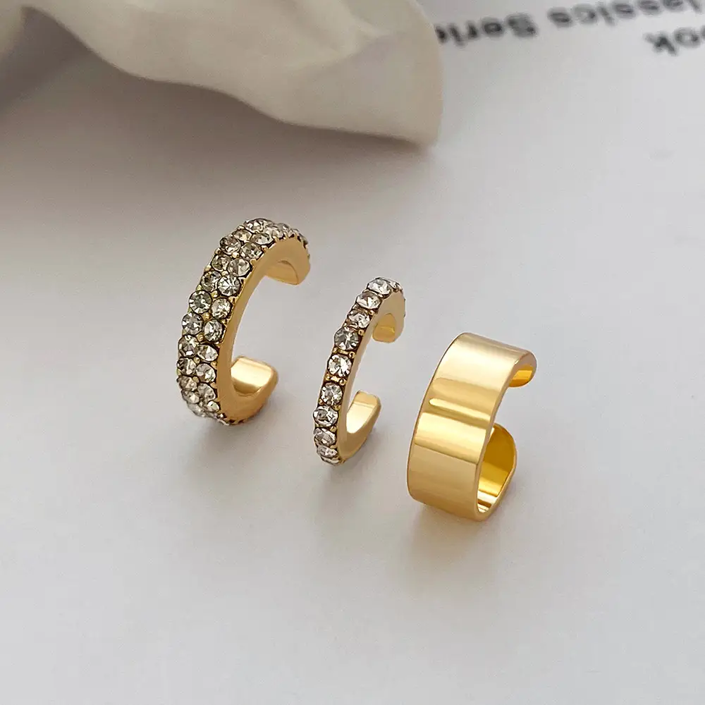 Zircon Ring Earrings Silver Gold Set for Women - Image 4