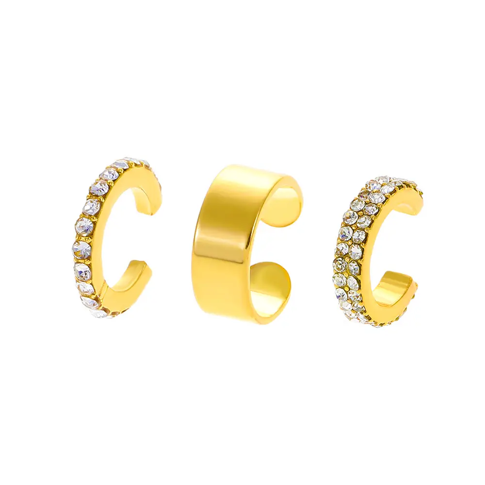 Zircon Ring Earrings Silver Gold Set for Women - Image 2