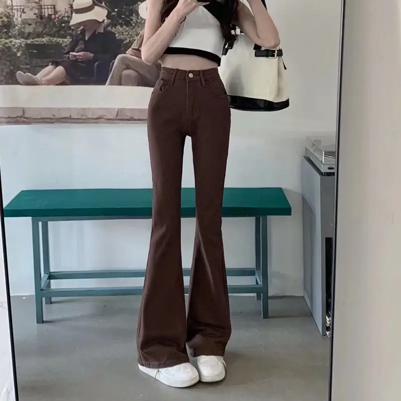 Women Micro Flare Jeans Black High Waist Slim Fit - Image 4