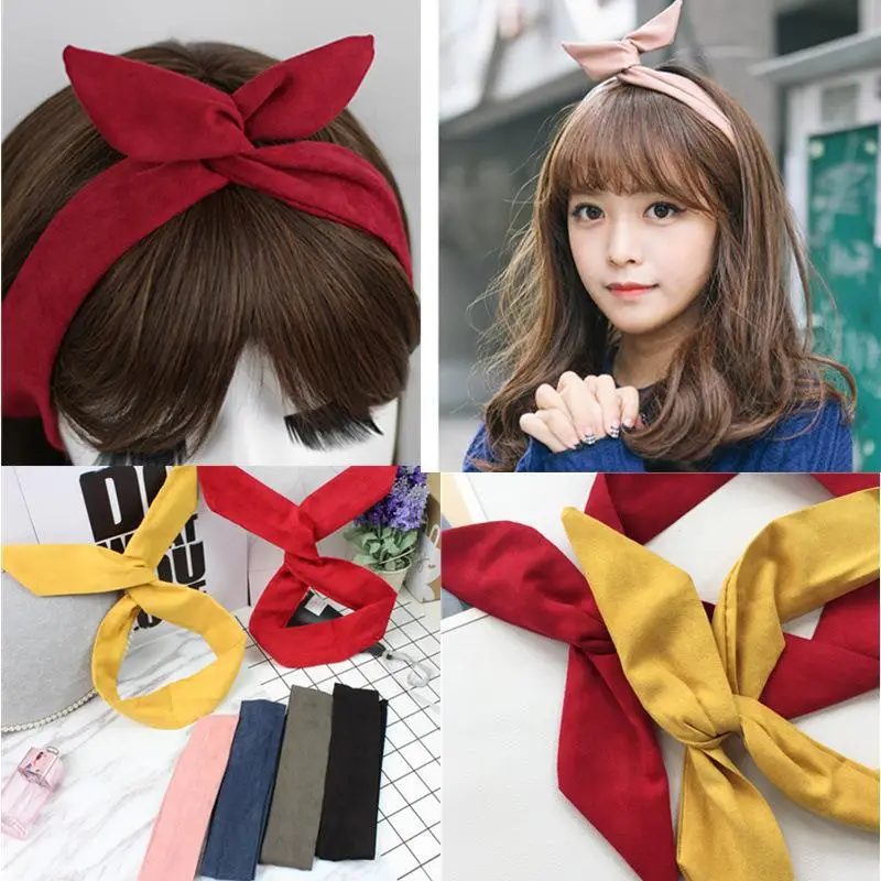 Korean Wide Brim Hair Band Solid Color Bow - Image 11