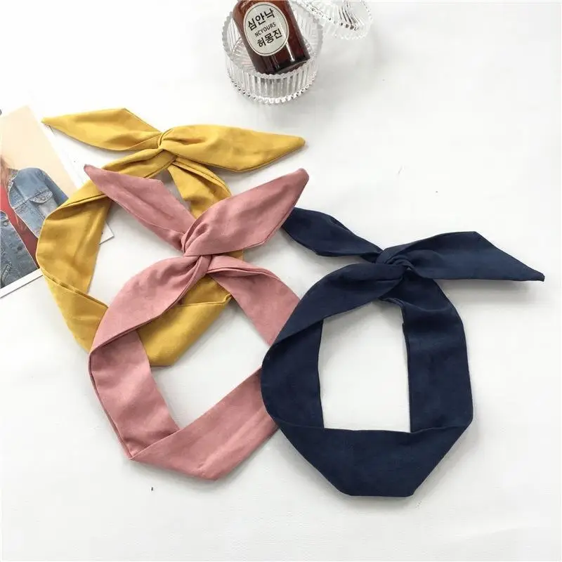 Korean Wide Brim Hair Band Solid Color Bow - Image 13
