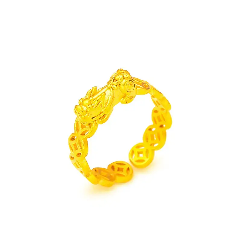Vietnam Sandblasted Lady Open Coin Sand Gold Ring - Image 5