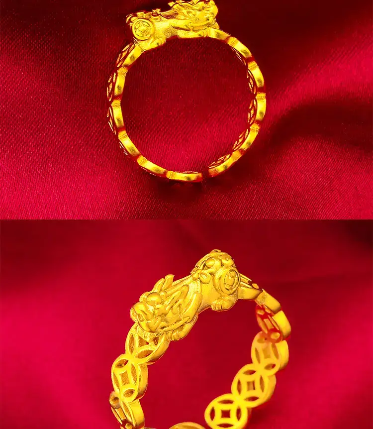 Vietnam Sandblasted Lady Open Coin Sand Gold Ring — feature 5