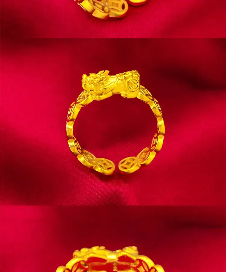 Vietnam Sandblasted Lady Open Coin Sand Gold Ring — feature 6
