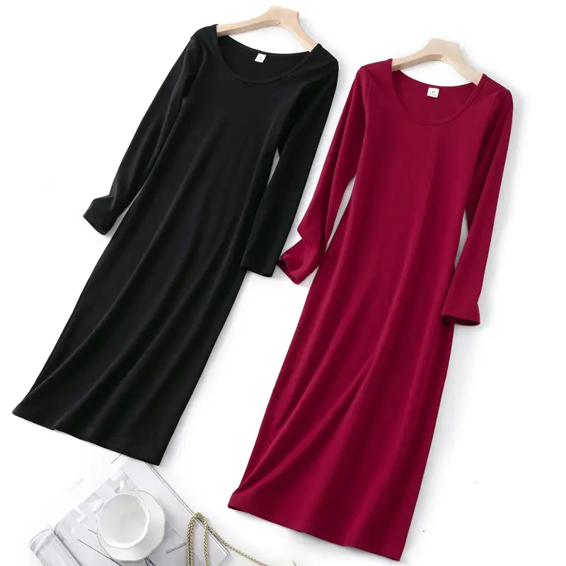 Women Grey Long Sleeve Dress Winter Inner Skirt Elegant Slim Fit - Image 18