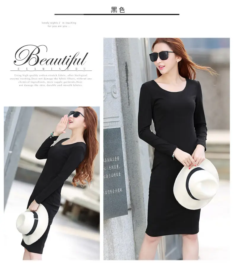 Women Grey Long Sleeve Dress Winter Inner Skirt Elegant Slim Fit — feature 24