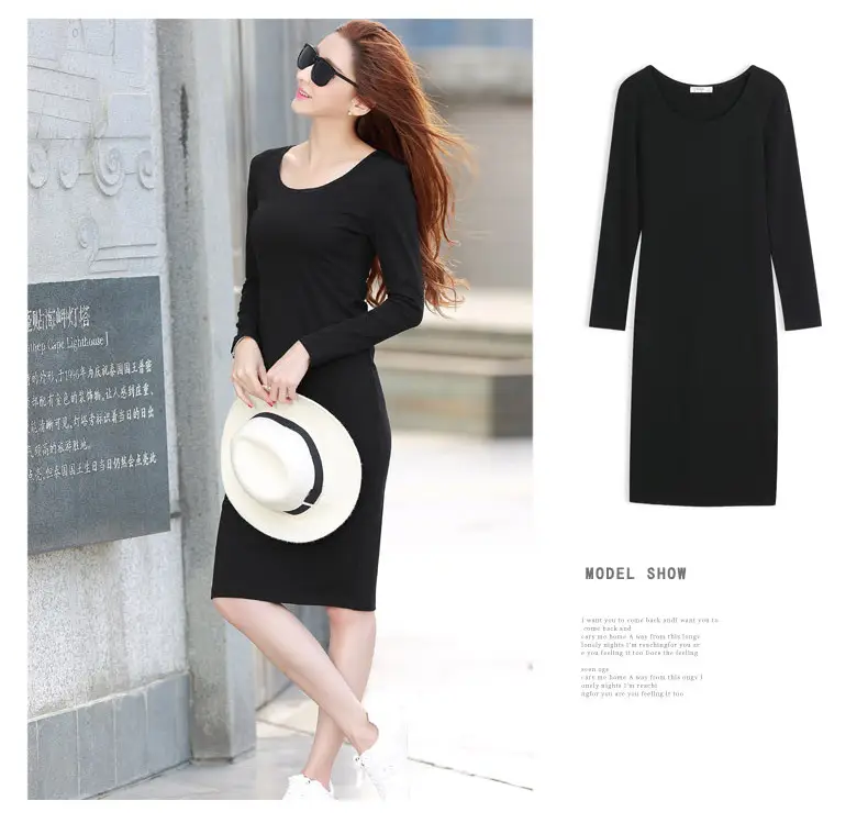 Women Grey Long Sleeve Dress Winter Inner Skirt Elegant Slim Fit — feature 26