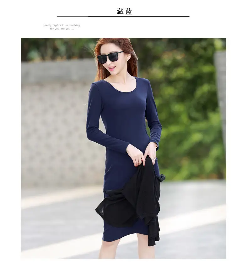 Women Grey Long Sleeve Dress Winter Inner Skirt Elegant Slim Fit — feature 27