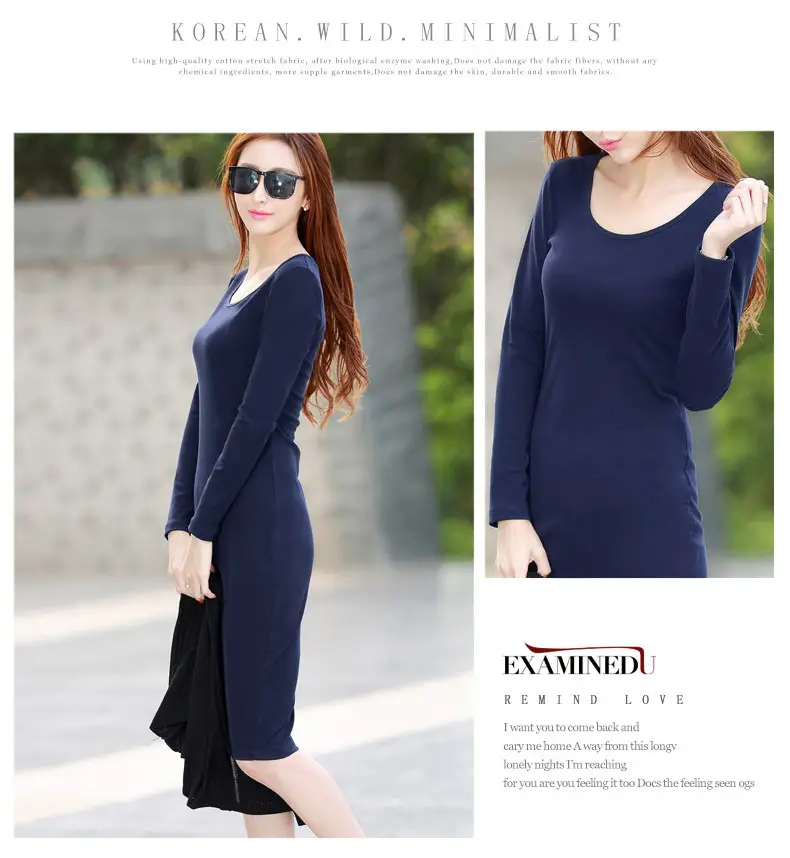 Women Grey Long Sleeve Dress Winter Inner Skirt Elegant Slim Fit — feature 28
