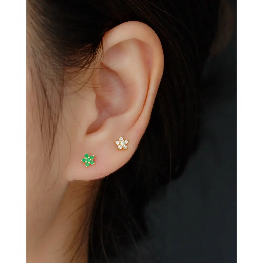 925 Sterling Silver Floral Zircon Ear Studs Set - Image 12