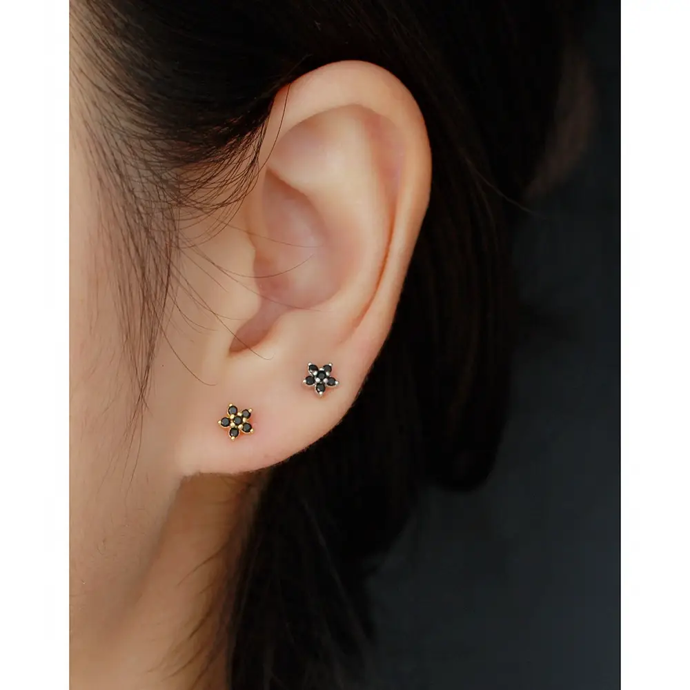 925 Sterling Silver Floral Zircon Ear Studs Set - Image 13