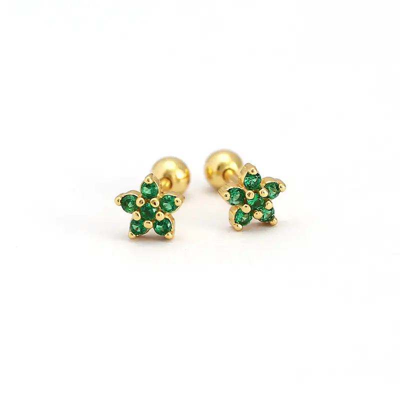 925 Sterling Silver Floral Zircon Ear Studs Set - Image 15