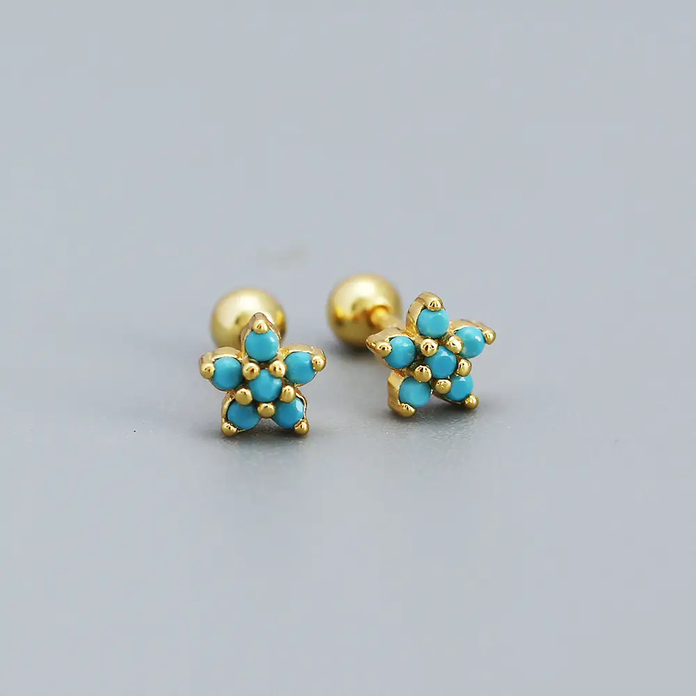 925 Sterling Silver Floral Zircon Ear Studs Set - Image 10