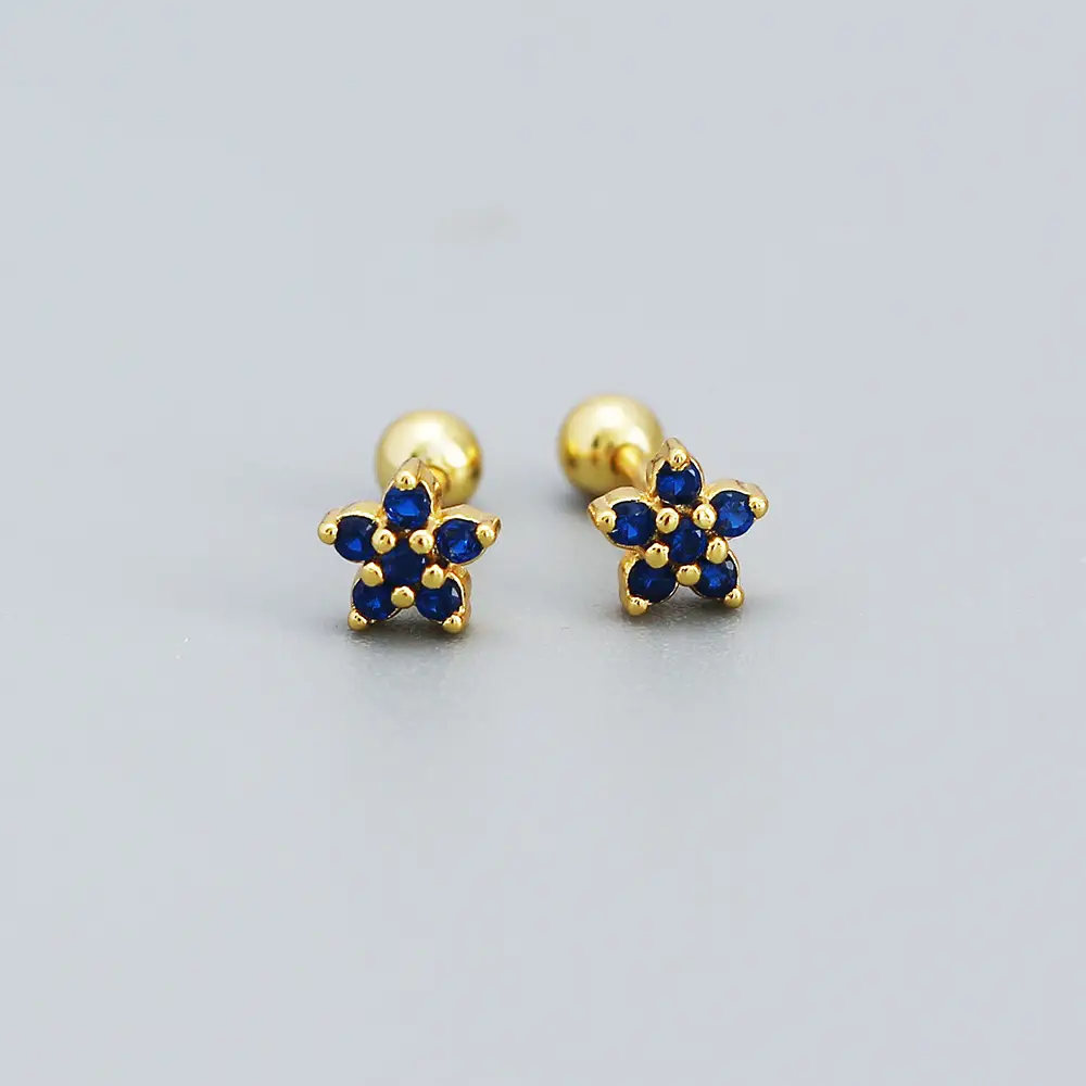 925 Sterling Silver Floral Zircon Ear Studs Set - Image 8