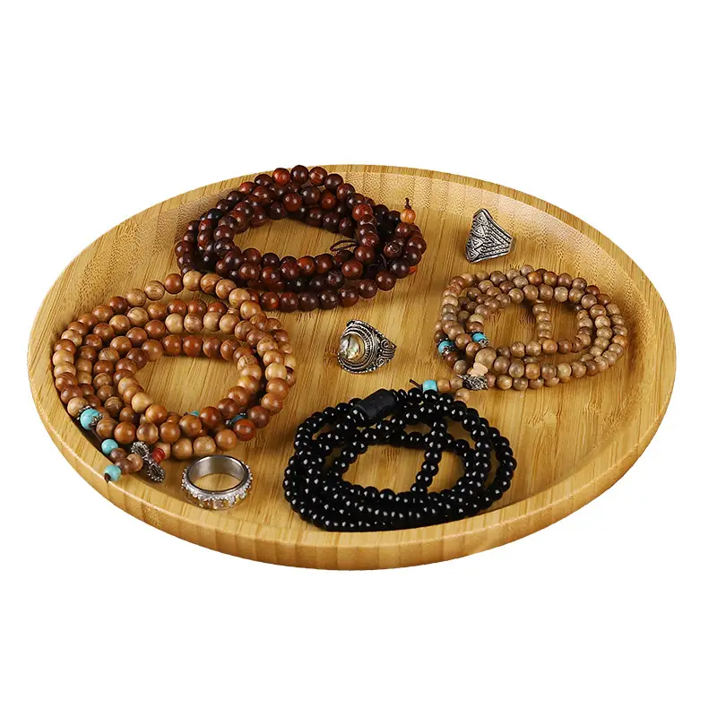 Wooden Jewelry Display Plate with Earrings & Buddha Beads - Image 18