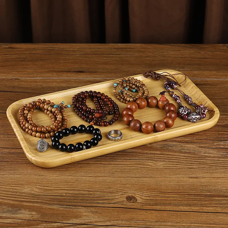 Wooden Jewelry Display Plate with Earrings & Buddha Beads - Image 11