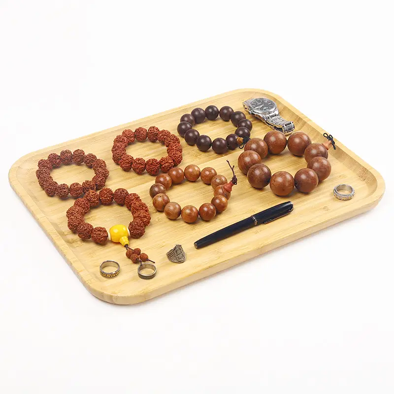 Wooden Jewelry Display Plate with Earrings & Buddha Beads - Image 12