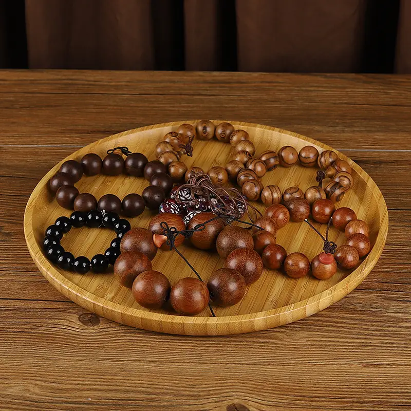 Wooden Jewelry Display Plate with Earrings & Buddha Beads - Image 6