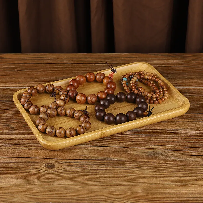 Wooden Jewelry Display Plate with Earrings & Buddha Beads - Image 9