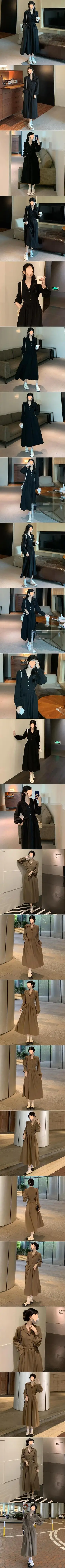 Black Long Sleeve V-Neck Dress for Women — feature 2