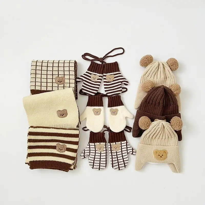 Yipang Kids Woolen Bear Scarf Cream Autumn Winter - Image 13