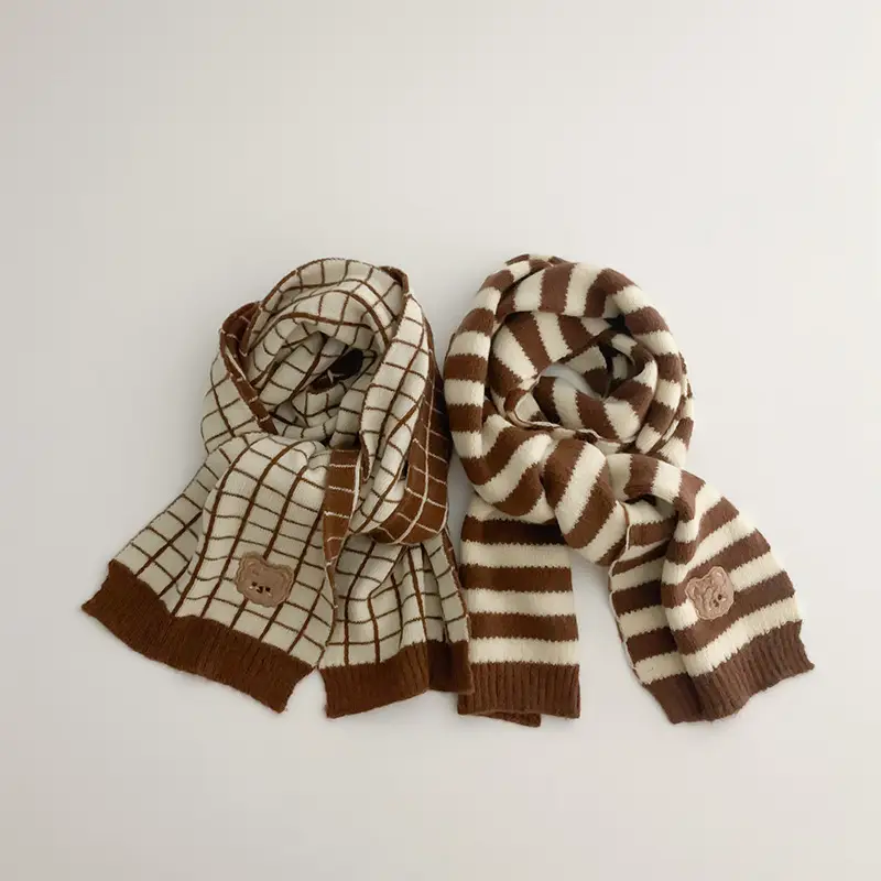 Yipang Kids Woolen Bear Scarf Cream Autumn Winter - Image 15