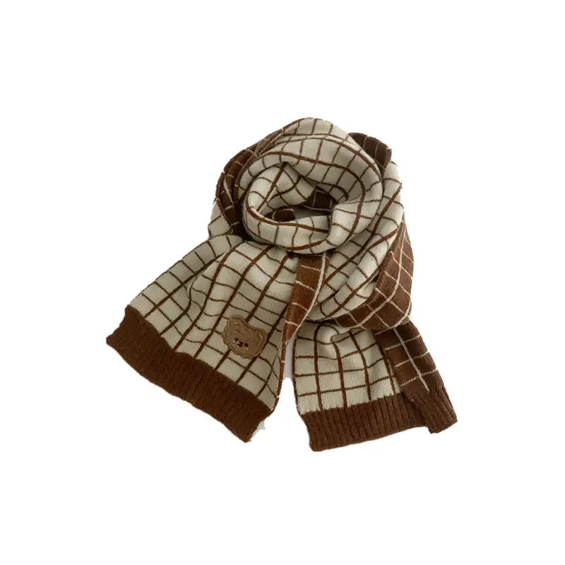 Yipang Kids Woolen Bear Scarf Cream Autumn Winter - Image 16