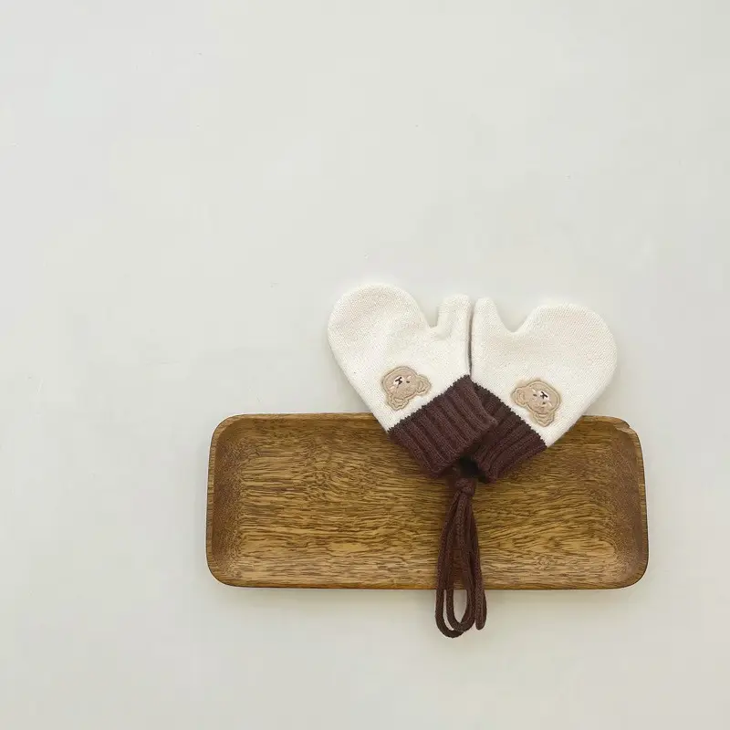 Yipang Kids Woolen Bear Scarf Cream Autumn Winter - Image 5