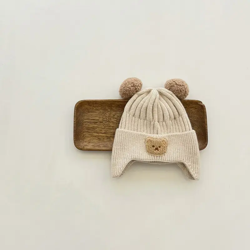 Yipang Kids Woolen Bear Scarf Cream Autumn Winter - Image 8