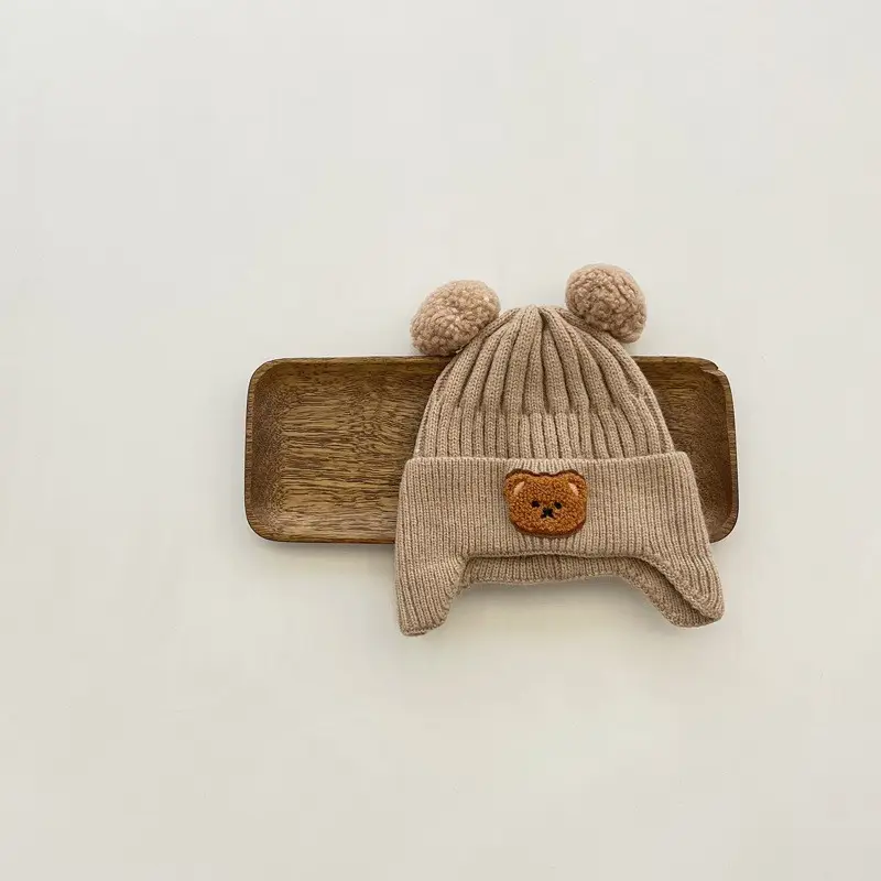 Yipang Kids Woolen Bear Scarf Cream Autumn Winter - Image 9