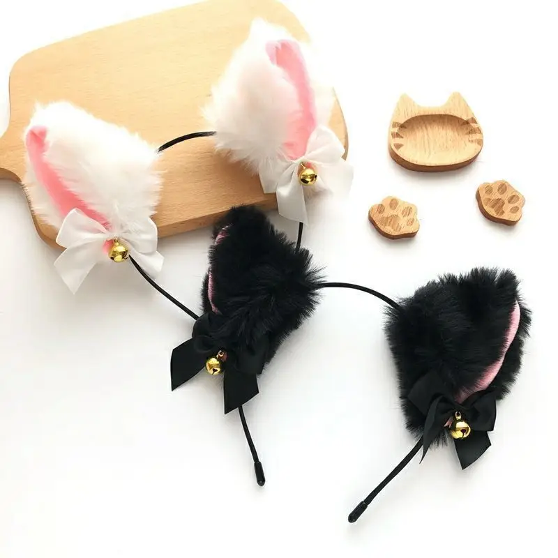 Halloween Cat Ears Bell Headband with Fox Fur - Image 15